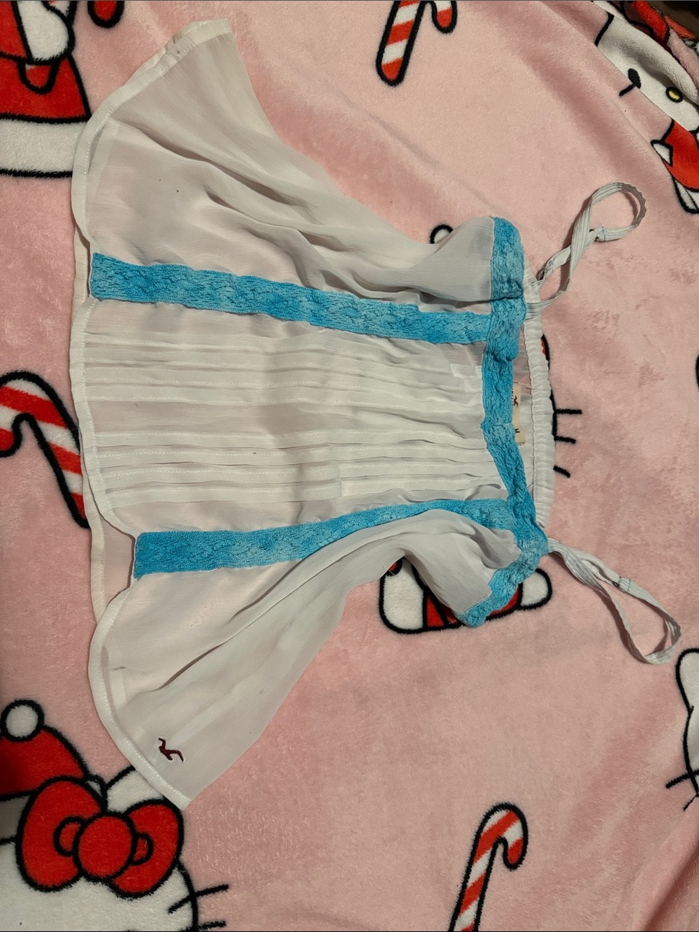 Hollister White Girls' Bodysuit with Aqua Blue Trim